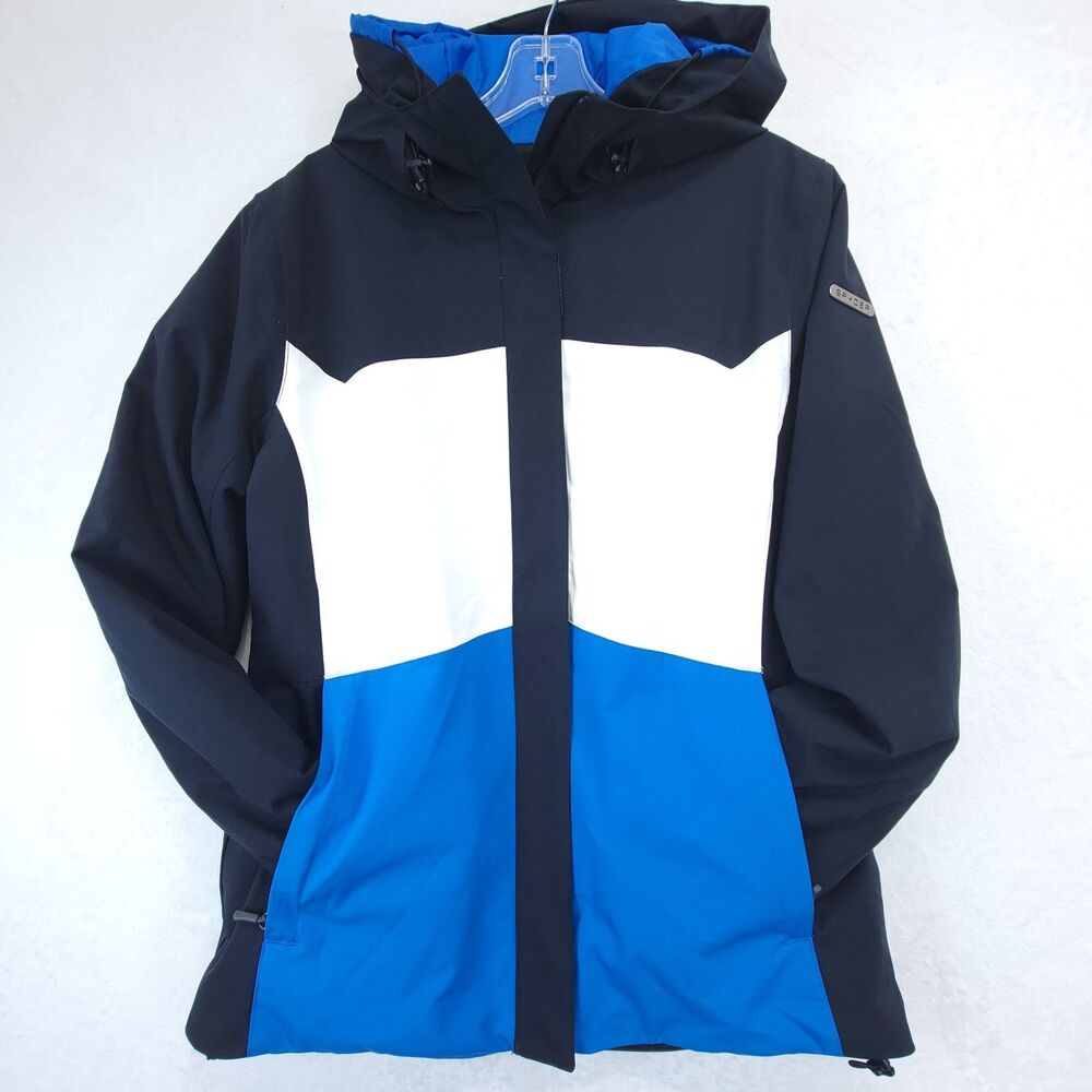 NEW Spyder Women's Paradise Jacket Hooded Size Medium Ski Snowboard Blue Black